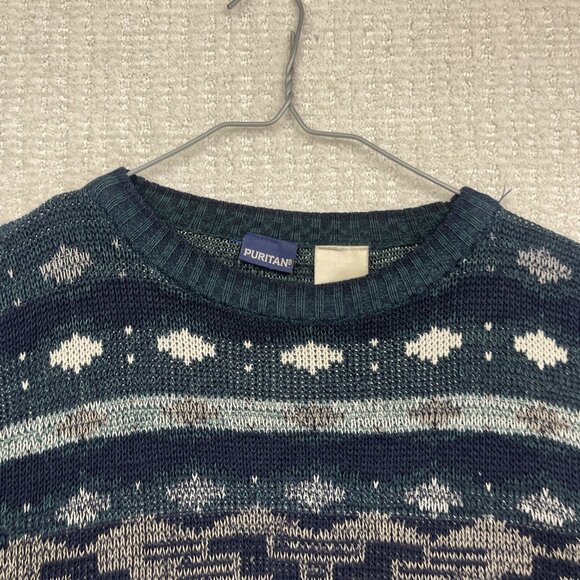 Vintage 90s Sweater Puritan Acrylic Knit Geometric Pattern XL Nostalgia READ - Picture 5 of 16